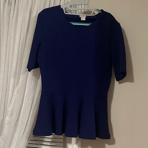 H&M Dark Blue Peplum Blouse
